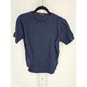 Saks Fifth Avenue Mens Sz S Short Sleeve Crew Neck T Shirt Dark Blue Textured
